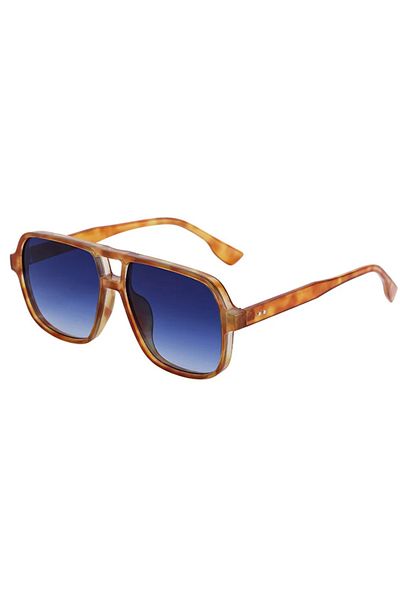 Toz Vintage Zeroma Orange Frame Blue Glass Vintage & Retro Unisex Sunglasses