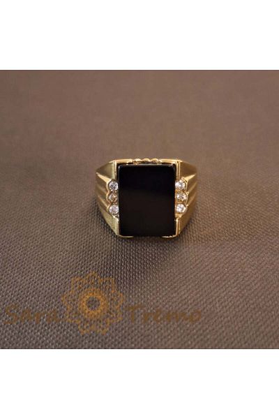 saratremo Masonic Ring with Zirconia Crystals, 1.7 cm Width