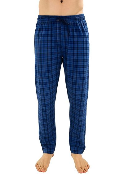 DÜVEN Pijamale pentru bărbați din bumbac indigo în carouri - bleumarin, 2 piese, cu fund unic - pantaloni de pijama sezonieri