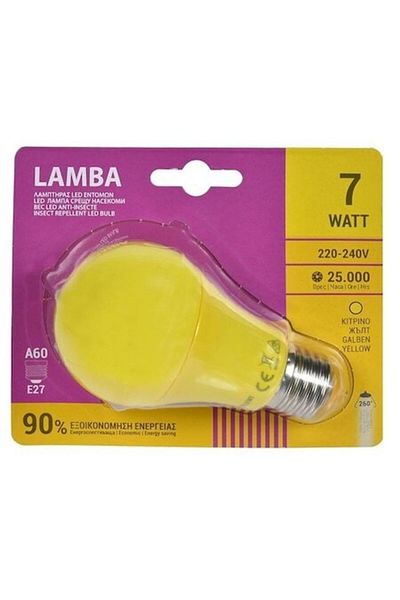 ANTBRO Bec LED anti-insecte E27 7W A60, lumină galbenă,