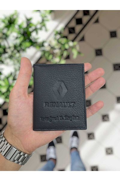 VİSSO Renault Car Compatible 1904 Genuine Leather Car License Case and Keychain