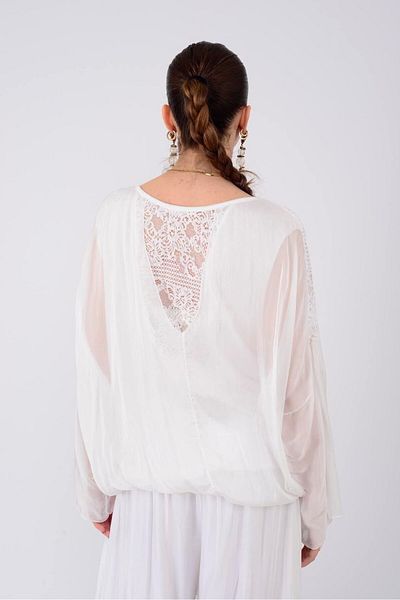Park Moda 9114 Lace Detail Silk Bluz
