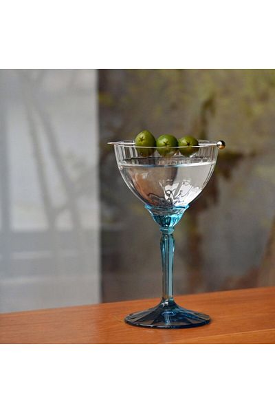 Bormioli Rocco Set of 6 martini glasses, champagne, BORMIOLI ROCCO FLORIAN BLUE, 240ml, D9.7xh16.4cm