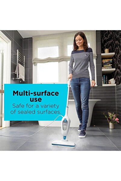 Black&Decker BLACK+DECKER 1300W Steam Mop with Superheated Steam Swivel Head and Microfibre Pad for Home, Office