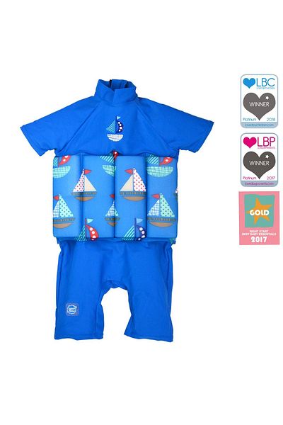 Toybox Kids Float Suit One-Piece Cartoon Short Sleeve Swimwear Jumpsuit, Blue, Size XL(52x45cm) For 3-4 Yrs