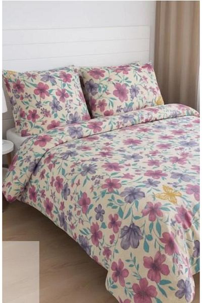 Sinada Butterfly Flower Patterned Pique Set with Pillow Case