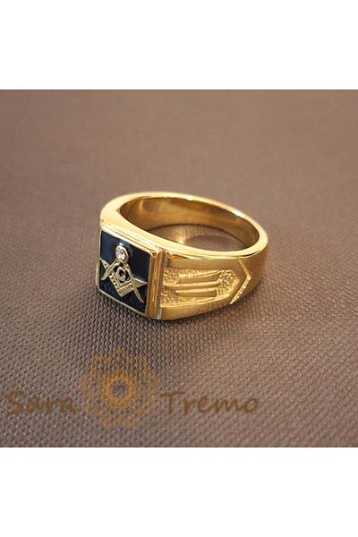 saratremo Masonic Ring with Symbols, 1.1 cm Width – Luxury Brazil Range