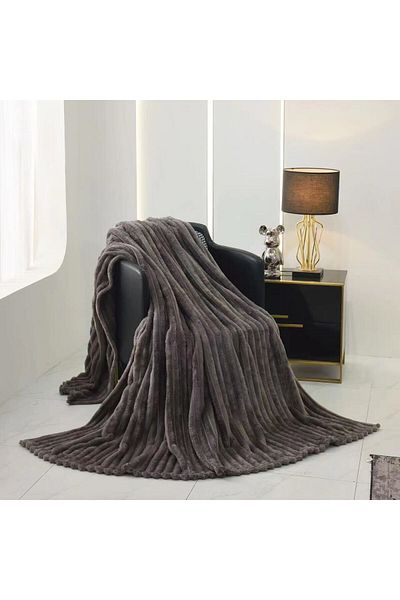 Sale4u Cocolino Striped Blanket – 210x230 cm, Medium Thickness, Soft and Warm, Black