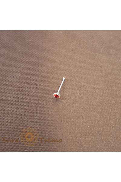 saratremo Silver Nose Piercing with Red Zirconia Crystal - Made in Thailand