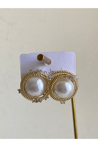 Çelik Vip Model Pearl Spiral Earrings