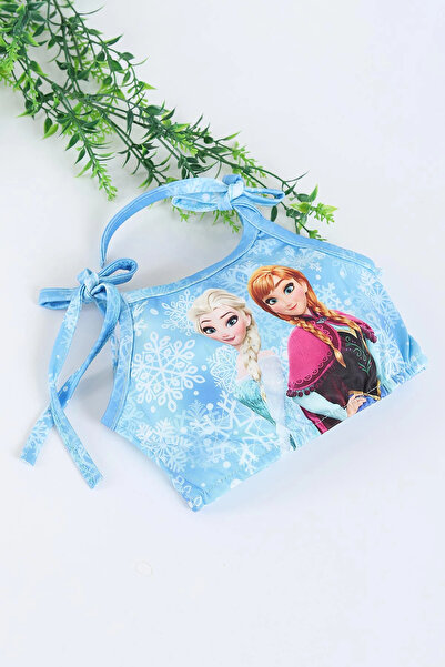 gnygiyim Costum de baie cu model de caractere pentru fetiță, cu bretele, cu volane, bikini 3 piese