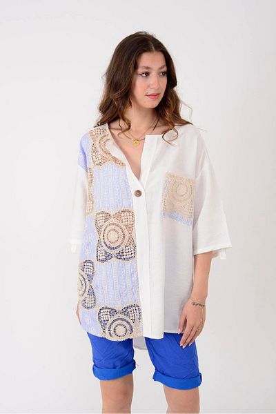Park Moda 25032 Lace Detail V-Neck Bluz