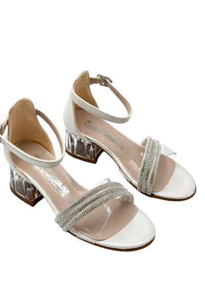 KİNDEP Kindep Stone Piping Detailed Heeled Girls' Evening Dress Shoes