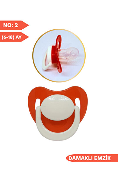 Fatoş Bebe Damaklı Silikon Emzik ,NO: 2 (6-18) Ay, Kırmızı Bebek Emziği