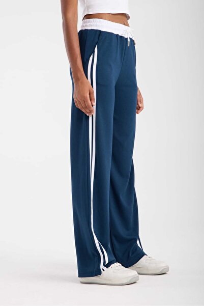 KATALOG BUTİK Yan Çizgili Kadın Bol Paça Jogger Pantolon