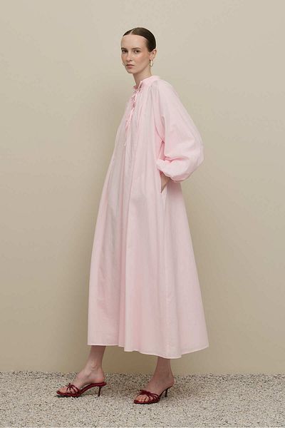 Fahhar Wide Voile Dress Pink