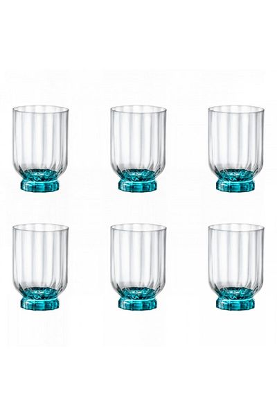 Bormioli Rocco Set 6 pahare D.O.F, BORMIOLI ROCCO FLORIAN BLUE, 375ml, D7,8xh11,3cm