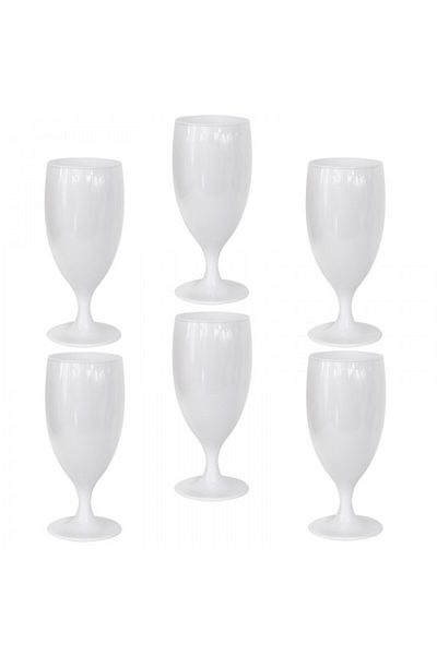 Raki Set of 6 WHITE polycarbonate beer glasses 360ml 72xh175mm
