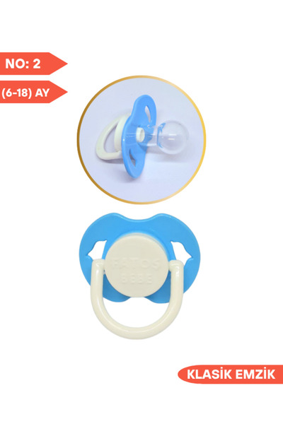 Fatoş Bebe Klasik Silikon Emzik ,NO: 2 (6-18) Ay, Mavi Bebek Emziği