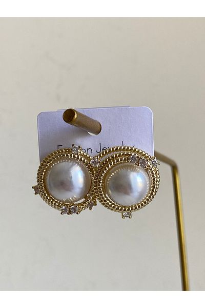 Çelik Vip Model Pearl Spiral Earrings