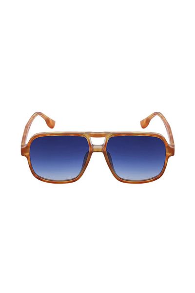 Toz Vintage Zeroma Orange Frame Blue Glass Vintage & Retro Unisex Sunglasses