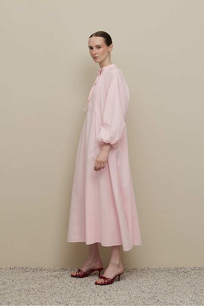 Fahhar Wide Voile Dress Pink