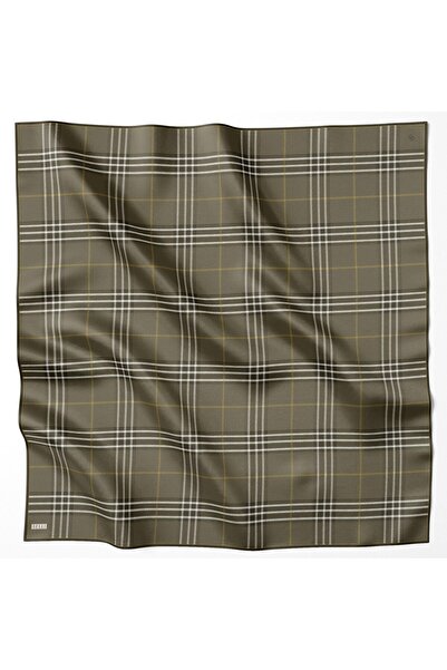 Elabutik Μεταξωτό μαντήλι Tivil με ζώνη 4122D KHAKI 90 x 90