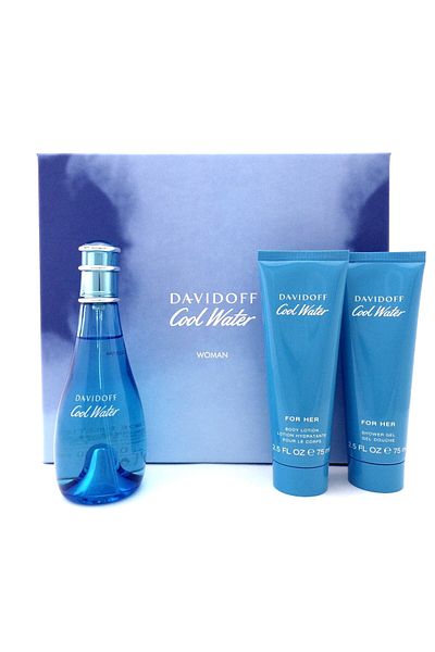 Davidoff Cool Water, Women's Gift Set - Eau de Toilette 100ml + Perfumed Body Lotion 75ml + Shower Gel 75ml