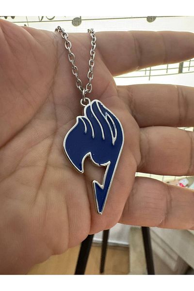 Herşey Nota Fairy Tail Blue Color Symbol Necklace with 60 cm Chain |   Anime Themed Unisex Jewelry