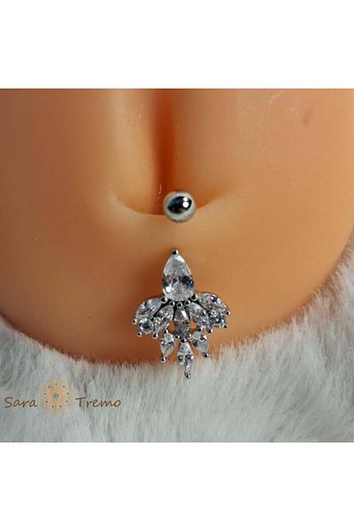 saratremo Piercing argintiu pentru buric - Design floral