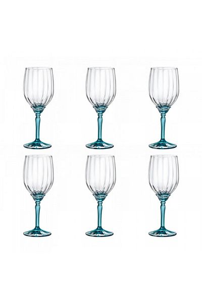 Bormioli Rocco Set of 6 white wine glasses BORMIOLI ROCCO FLORIAN BLUE, 380ml, D8.2xh20.8cm