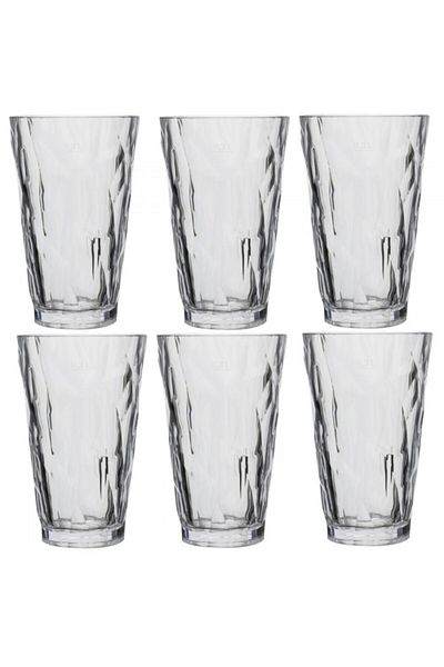 Raki Set 6 pahare long drink policarbonat DIAMOND CLEAR, 300ml, D8,7xh13,9cm