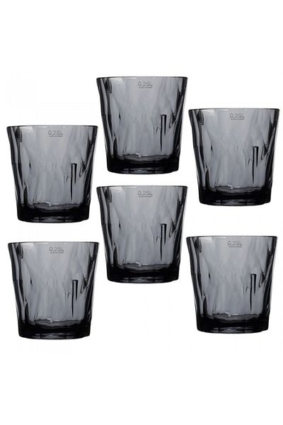 Raki Set 6 pahare whisky policarbonat DIAMOND FUME, 250ml, D8,7xh9cm