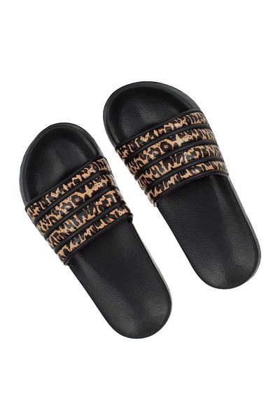 OEM Women's Beach Flip-Flops, Animal Print, Black Sole, Multicolor, One Size INTL