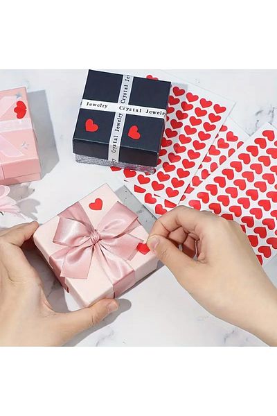 saratremo Set 60 inimioare roșii autocolante – 1 cm, lipire pe orice suprafață