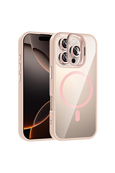 Nezih Case Apple iPhone 16 Pro Max Uyumlu Standlı ve Kamera Lens Hediyeli Mag...
