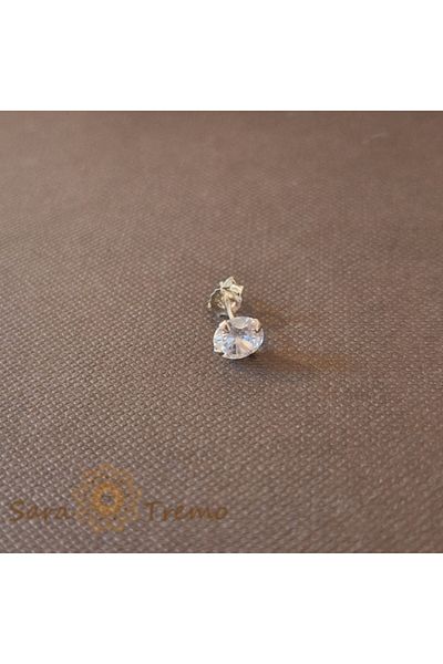 saratremo Unisex Earring with White Zirconia Crystal - Silver 925, 6 mm