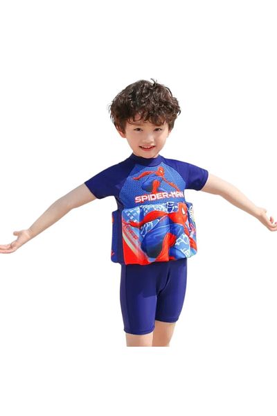 Toybox Kids Float Suit One-Piece Cartoon Short Sleeve Swimwear Jumpsuit, Spiderman,Size XXL(57x55cm)