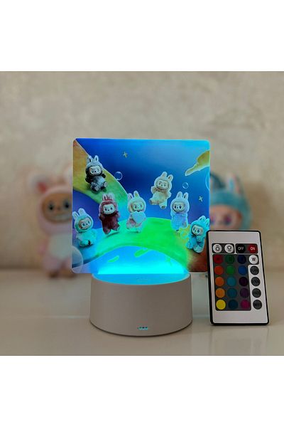 ILUMISHOP LED night light, Labubu, 16 colors, with remote control, USB or 3AA power supply