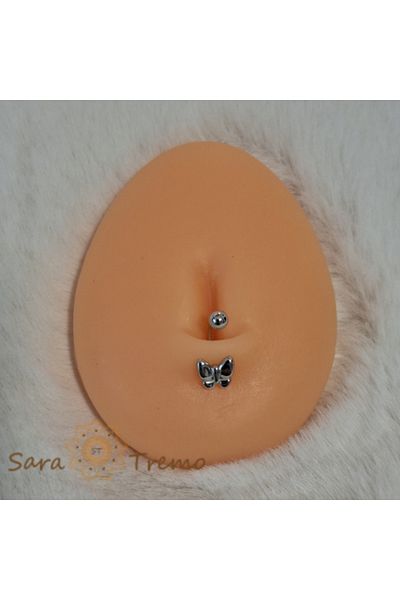 saratremo Piercing pentru buric din argint cu model fluture, bară subțire