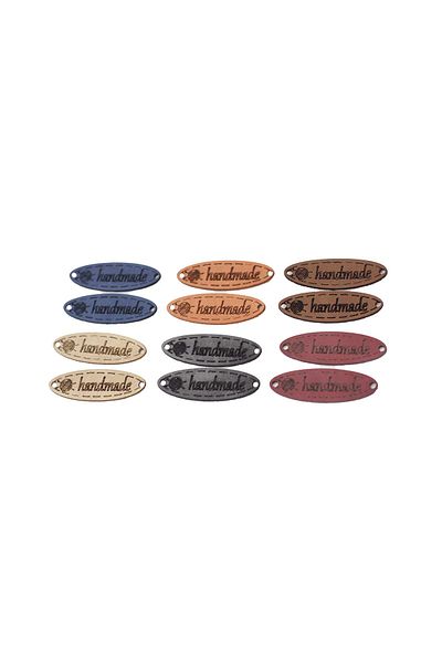 Sihirlihalka 100 Pieces Leather Knitting and Hobby Handmade Tag (Mixed Color - Yumak Model)