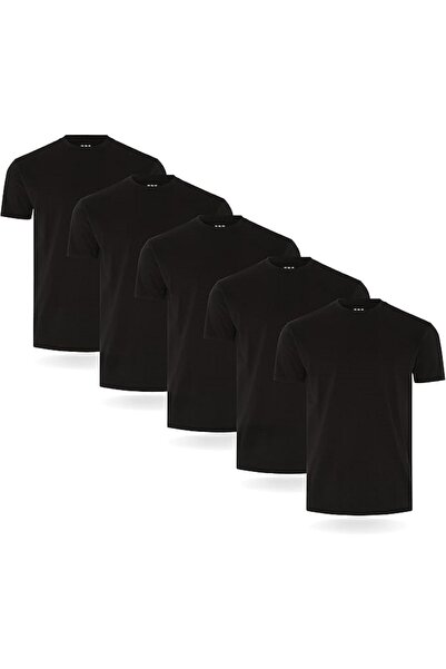MARKATEM 5Lipaket Crew Neck Relaxed Fit Unisex Cotton T-Shirt