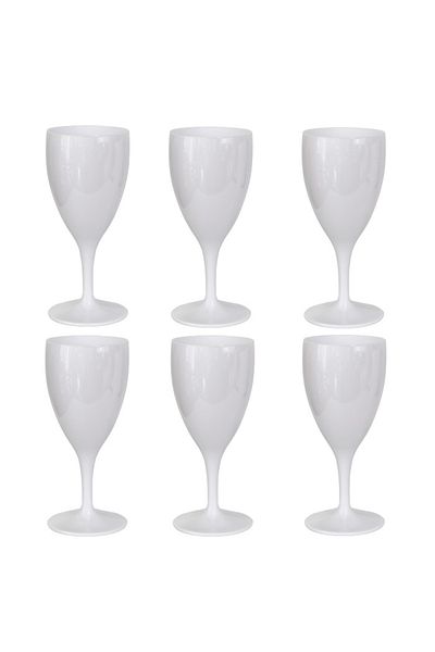 Raki Set of 6 white polycarbonate wine glasses WHITE 320ml 82x185mm