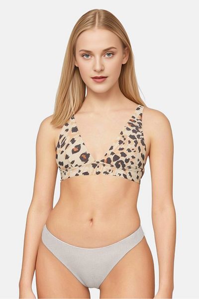 aerie Women Allover Print Padded Bikini Top, Multicolor