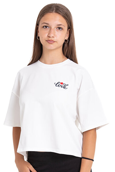 LOVE NAKIŞLI OVERSİZE KADIN TSHİRT