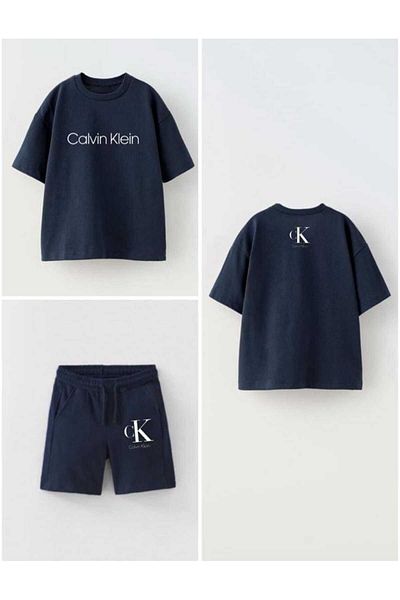 Karan Kids New Season Navy Blue Shorts Top and Bottom Set