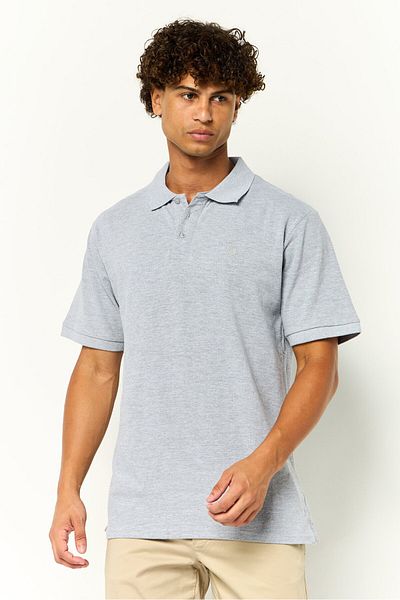 Cavalli Class Men Regular Fit Embroidered Logo Short Sleeves Polo Shirt, Grey