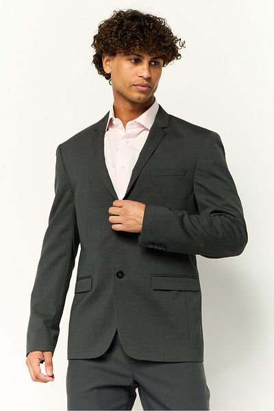Calvin Klein Men Slim Fit Plain Blazer, Charcoal Black