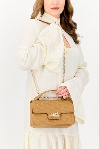Cavalli Class Women Amanda Brand Logo Satchel Bag, Brown
