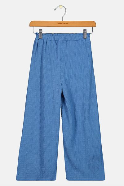 DeFacto Kids Girl Textured Wide Leg Pants, Blue
